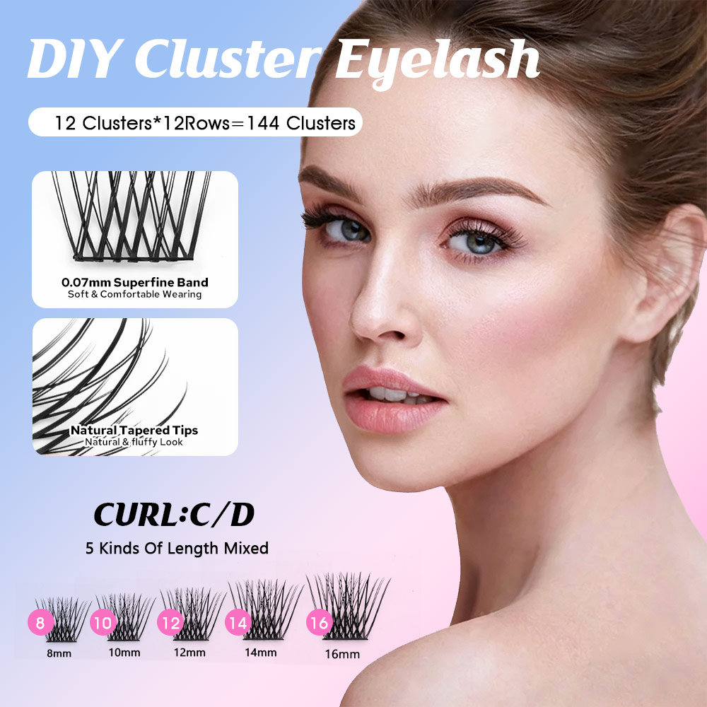 144 pcs DIY Cluster Segmented  - Eyelash Extension Russian review and price