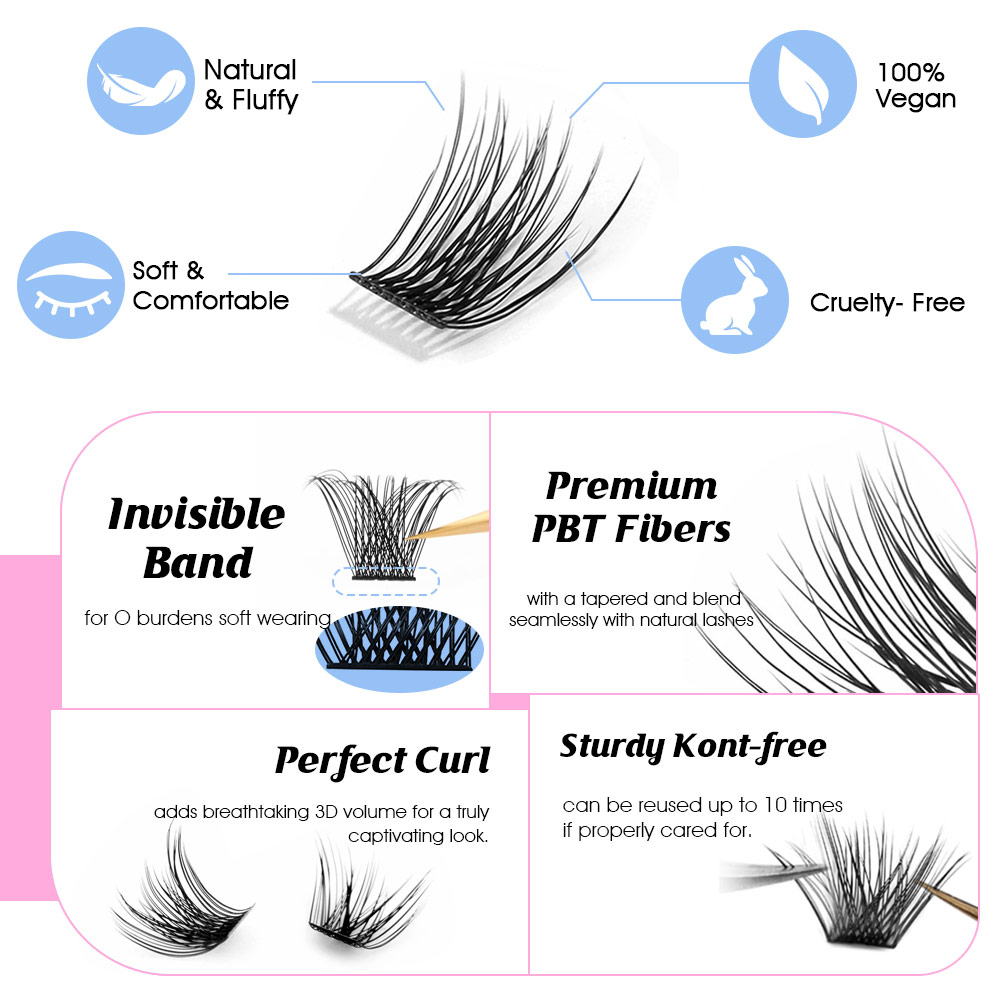 144 pcs DIY Cluster Segmented  - Eyelash Extension Russian review and price