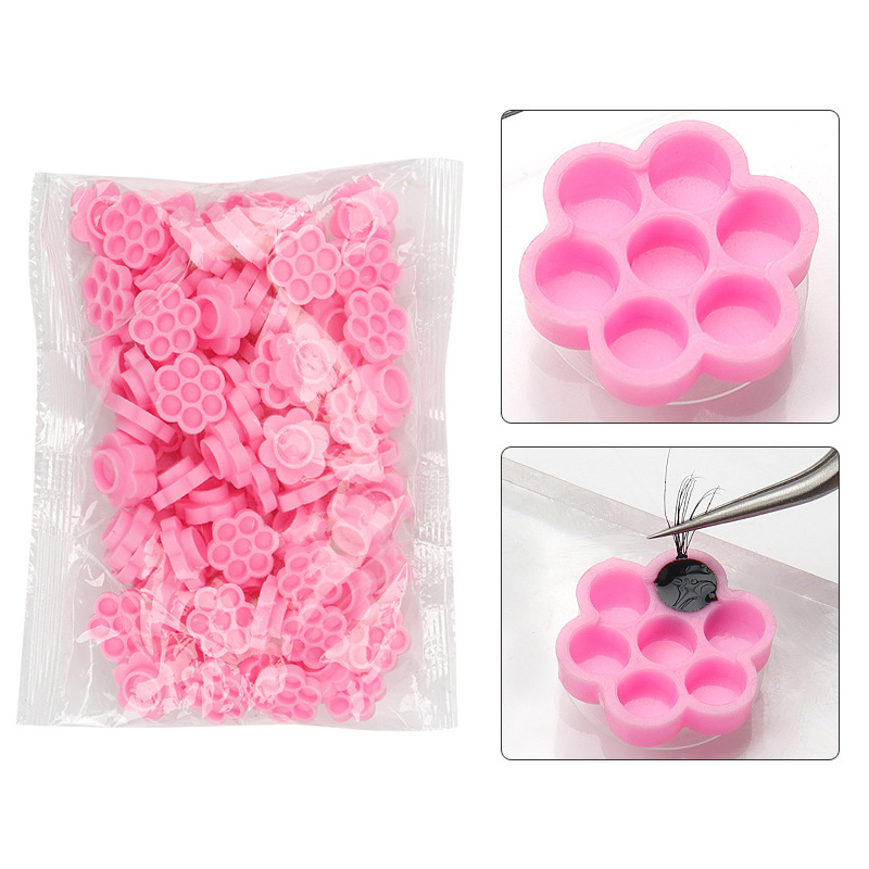 100 Pcs Pink Flower Glue Delay - Eyelash Extension Look review and price